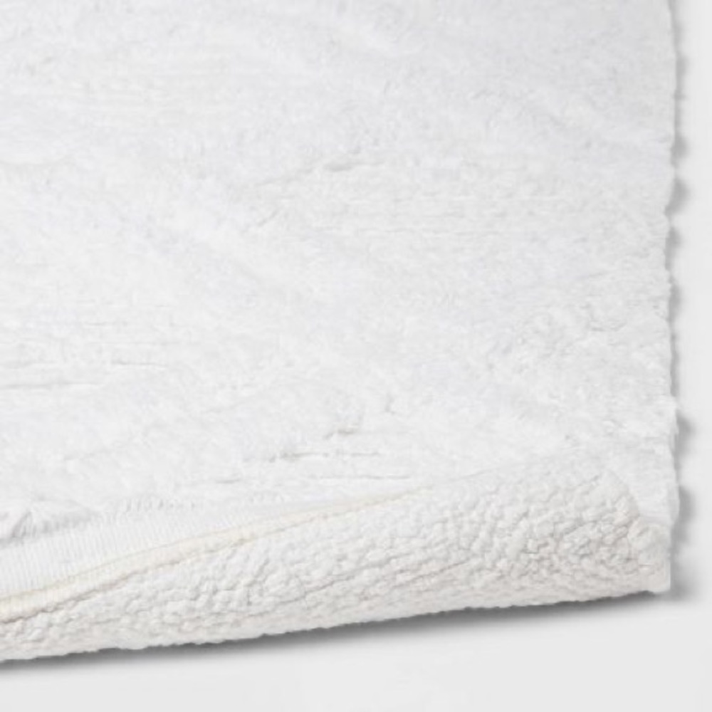Threshold Diamond Embossed Tasseled Woven Bath Rug White 20 x 36” - Picture 6 of 6